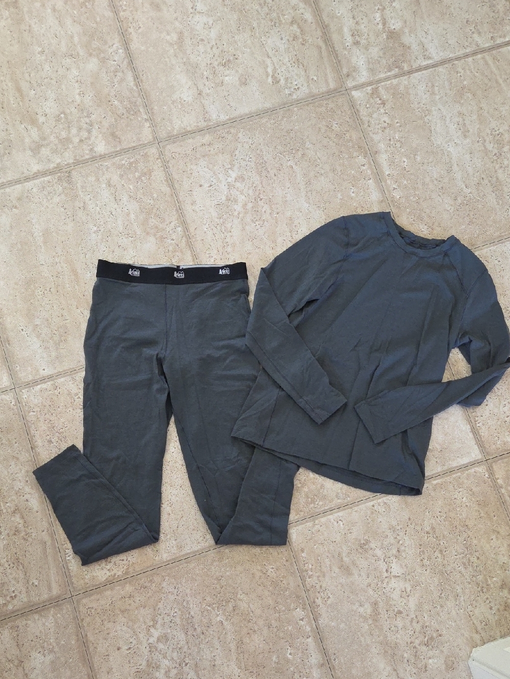 REI Kid's Dark Charcoal Thermal Base Layer Set